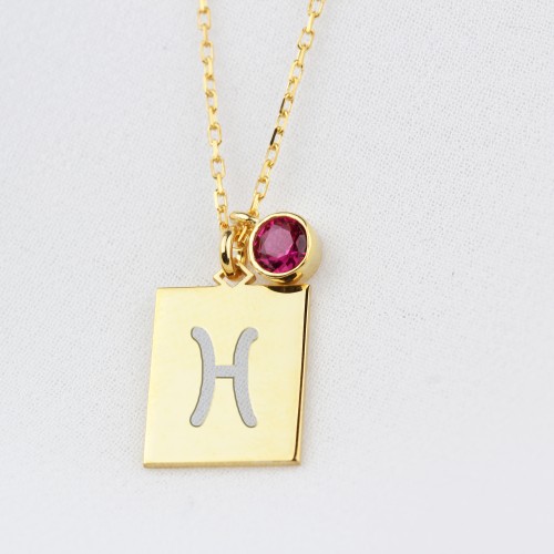 Glorria 925k Sterling Silver Personalized Birthstone Pisces Sterling Silver Necklace Glorria 925k Sterling Silver Personalized Birthstone Pisces Sterling Silver Necklace