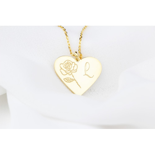 Glorria 925k Sterling Silver Personalized Birth Flower Letter Sterling Silver Necklace Glorria 925k Sterling Silver Personalized Birth Flower Letter Sterling Silver Necklace