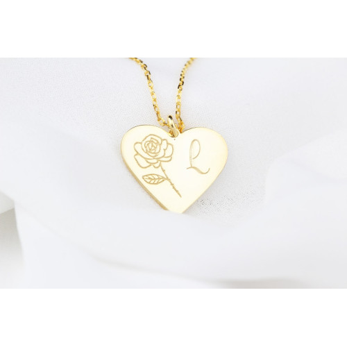 Glorria 925k Sterling Silver Personalized Birth Flower Letter Sterling Silver Necklace Glorria 925k Sterling Silver Personalized Birth Flower Letter Sterling Silver Necklace