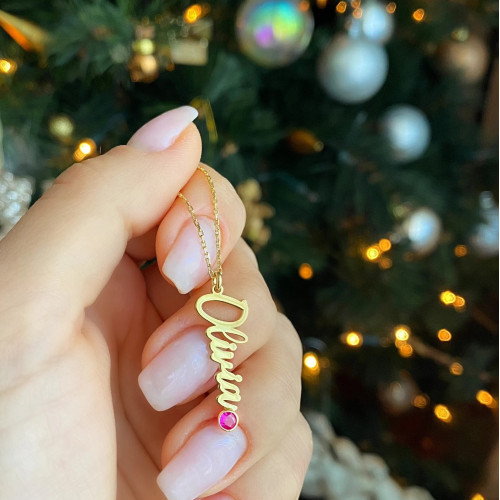 Glorria 925k Sterling Silver Personalized Name Birthstone Sterling Silver Necklace Glorria 925k Sterling Silver Personalized Name Birthstone Sterling Silver Necklace