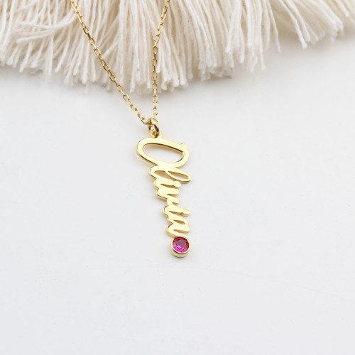 Glorria 925k Sterling Silver Personalized Name Birthstone Sterling Silver Necklace Glorria 925k Sterling Silver Personalized Name Birthstone Sterling Silver Necklace