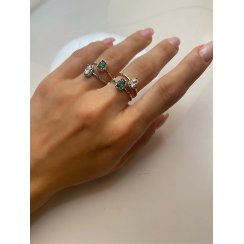Glorria 925k Sterling Silver Personalized Oval Silver Ring with Birthstone Glorria 925k Sterling Silver Personalized Oval Silver Ring with Birthstone