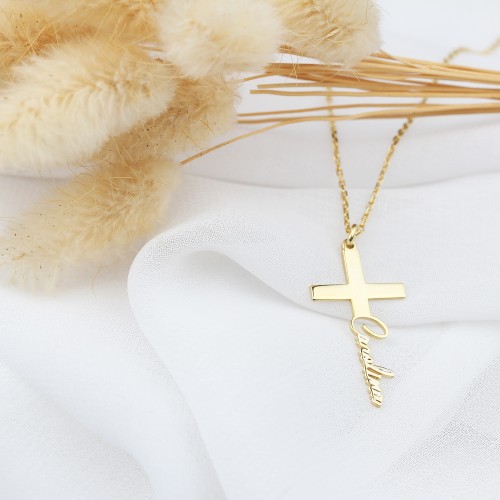 Glorria 925k Sterling Silver Personalized Name Cross Sterling Silver Necklace Glorria 925k Sterling Silver Personalized Name Cross Sterling Silver Necklace