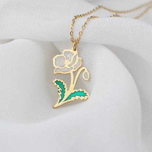 Glorria 925k Sterling Silver Personalized Birth Flower Sterling Silver Necklace Glorria 925k Sterling Silver Personalized Birth Flower Sterling Silver Necklace