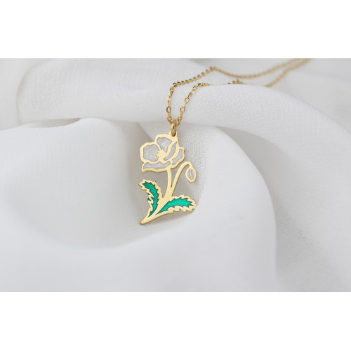 Glorria 925k Sterling Silver Personalized Birth Flower Sterling Silver Necklace Glorria 925k Sterling Silver Personalized Birth Flower Sterling Silver Necklace