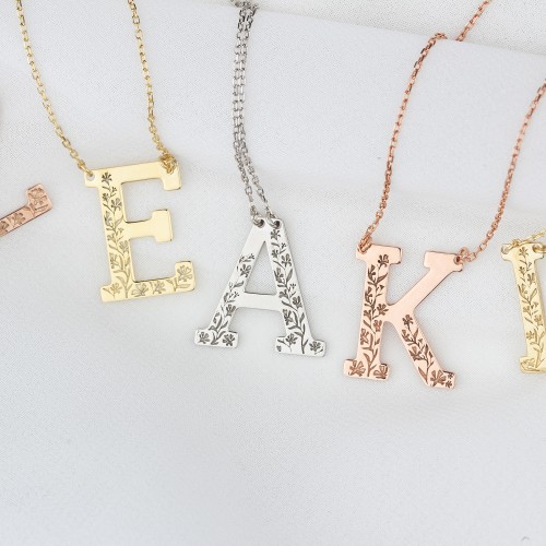 Glorria 925k Sterling Silver Personalized Letter Sterling Silver Necklace Glorria 925k Sterling Silver Personalized Letter Sterling Silver Necklace