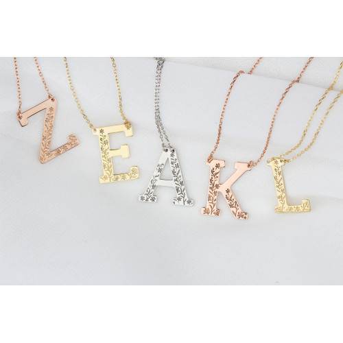 Glorria 925k Sterling Silver Personalized Letter Sterling Silver Necklace Glorria 925k Sterling Silver Personalized Letter Sterling Silver Necklace