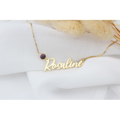 Glorria 925k Sterling Silver Personalized Name Birthstone Sterling Silver Necklace Glorria 925k Sterling Silver Personalized Name Birthstone Sterling Silver Necklace