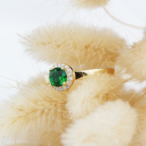 Glorria 925k Sterling Silver Personalized Birthstone Sterling Silver Round Ring