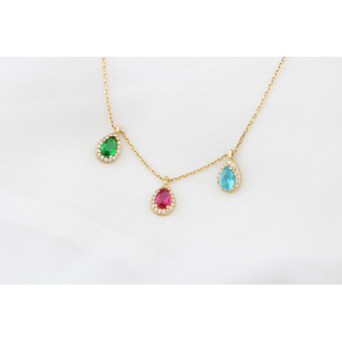 Glorria 925k Sterling Silver Personalized Birthstone Silver Drop Anturage Necklace Glorria 925k Sterling Silver Personalized Birthstone Silver Drop Anturage Necklace
