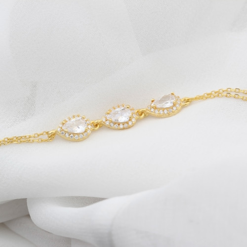 Glorria 925k Sterling Silver Personalized Birthstone Silver Drop Anturage Bracelet