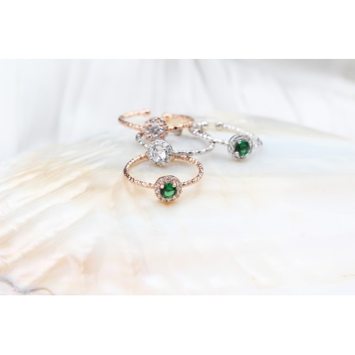 Glorria 925k Sterling Silver Personalized Birthstone Silver Round Anturage Ring Glorria 925k Sterling Silver Personalized Birthstone Silver Round Anturage Ring