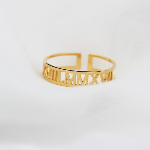 Glorria 925k Sterling Silver Personalized Roman Numeral Silver Ring