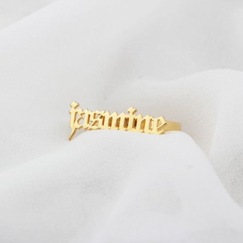 Glorria 925k Sterling Silver Personalized Name Gothic Silver Ring