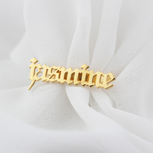 Glorria 925k Sterling Silver Personalized Name Gothic Silver Ring