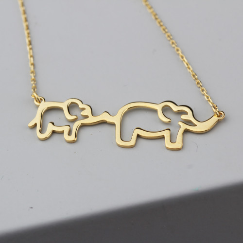 Glorria 925k Sterling Silver Mother and Baby Elephant Necklace Glorria 925k Sterling Silver Mother and Baby Elephant Necklace