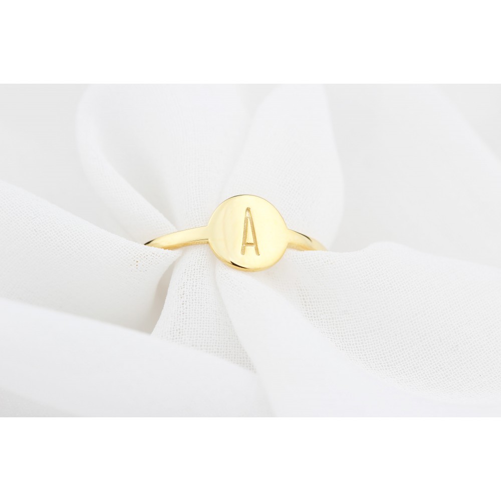 Glorria 925k Sterling Silver Personalized Letter Disc Silver Ring