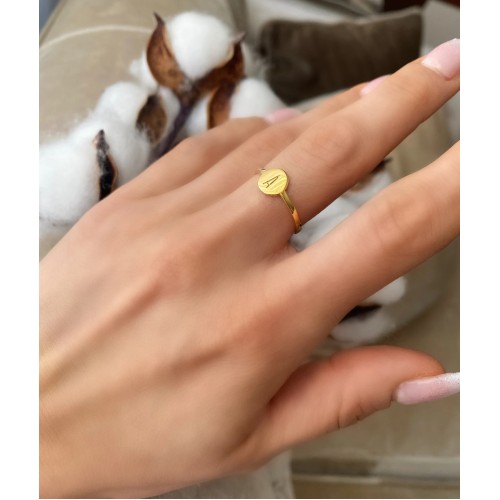 Glorria 925k Sterling Silver Personalized Letter Disc Silver Ring