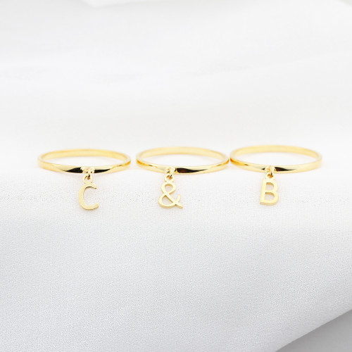 Glorria 925k Sterling Silver Personalized Dangling Letter Sterling Silver Ring Glorria 925k Sterling Silver Personalized Dangling Letter Sterling Silver Ring