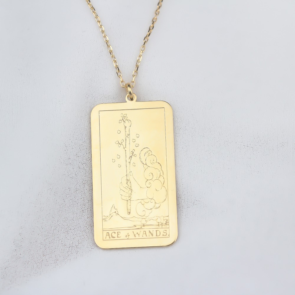 Glorria 925k Sterling Silver Personalized Sterling Silver Tarot Card Necklace