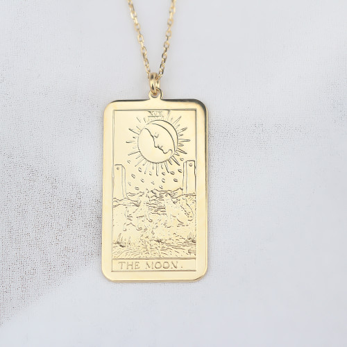 Glorria 925k Sterling Silver Personalized Sterling Silver Tarot Card Necklace Glorria 925k Sterling Silver Personalized Sterling Silver Tarot Card Necklace