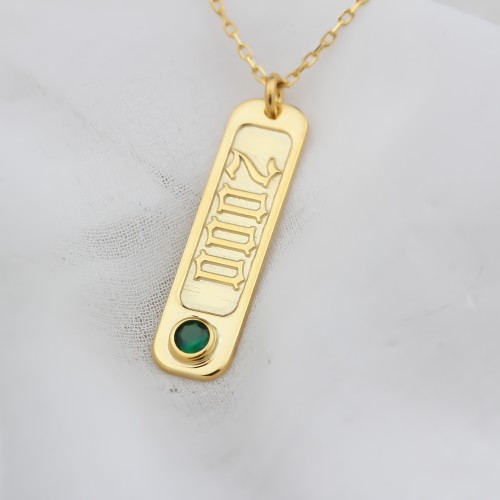 Glorria 925k Sterling Silver Personalized Sterling Silver Date Necklace with Birthstone Glorria 925k Sterling Silver Personalized Sterling Silver Date Necklace with Birthstone
