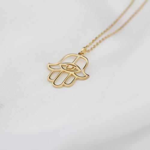 Glorria 925k Sterling Silver Fatima Hand Necklace