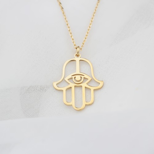 Glorria 925k Sterling Silver Fatima Hand Necklace