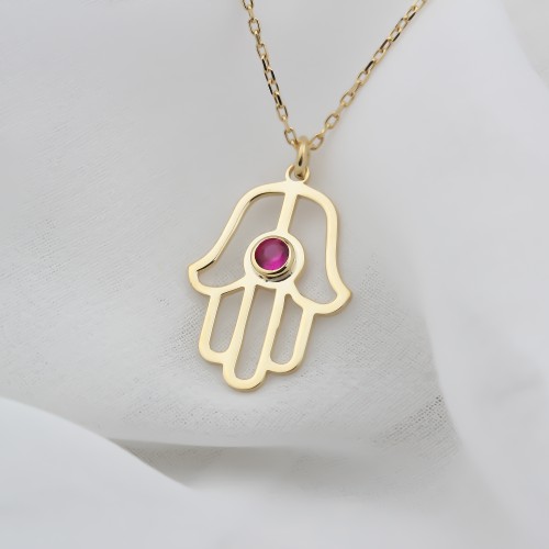 Glorria 925k Sterling Silver Personalized Sterling Silver Birthstone Fatima Hand Necklace Glorria 925k Sterling Silver Personalized Sterling Silver Birthstone Fatima Hand Necklace