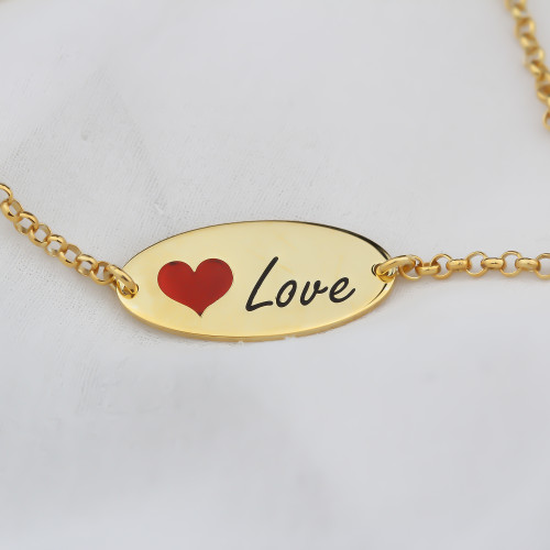Glorria 925k Sterling Silver Personalized Sterling Silver Name Love Bracelet