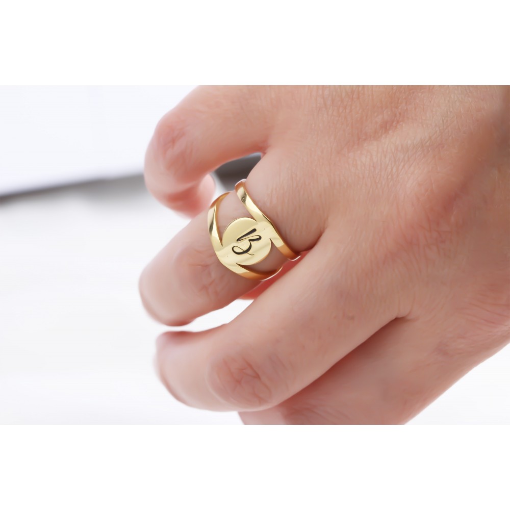 Glorria 925k Sterling Silver Personalized Letter Ring