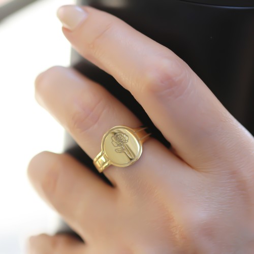 Glorria 925k Sterling Silver Personalized Birth Flower Ring