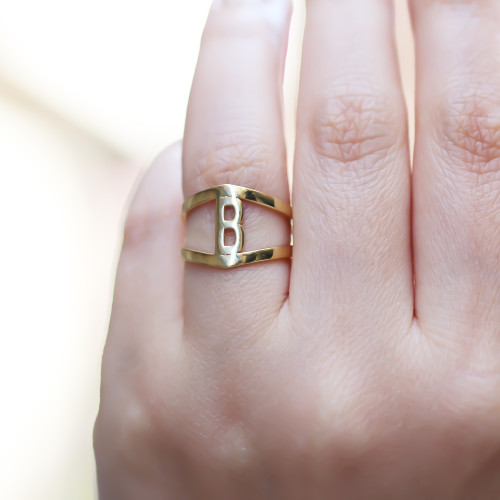 Glorria 925k Sterling Silver Personalized Letter Ring Glorria 925k Sterling Silver Personalized Letter Ring