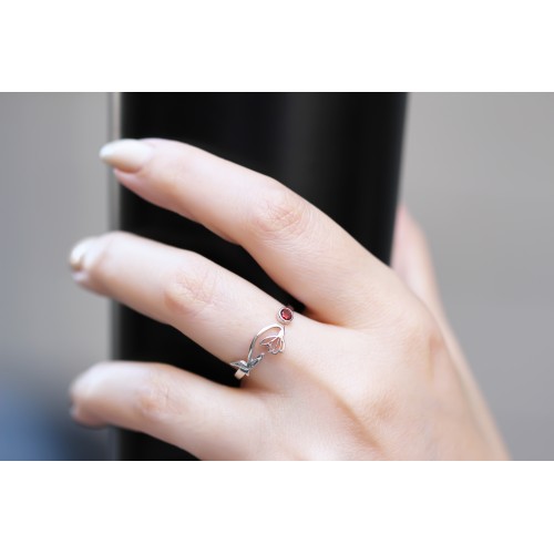 Glorria 925k Sterling Silver Personalized Birthstone And Birth Flower Ring Glorria 925k Sterling Silver Personalized Birthstone And Birth Flower Ring