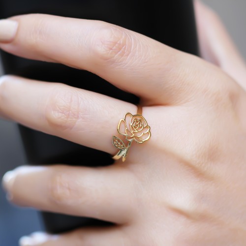 Glorria 925k Sterling Silver Personalized Birth Flower Ring