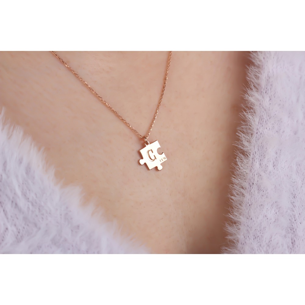 Glorria 925k Sterling Silver Personalized Name Puzzle Necklace