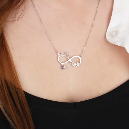 Glorria 925k Sterling Silver Personalized Name Infinity Birth Flower Birthstone Necklace Glorria 925k Sterling Silver Personalized Name Infinity Birth Flower Birthstone Necklace