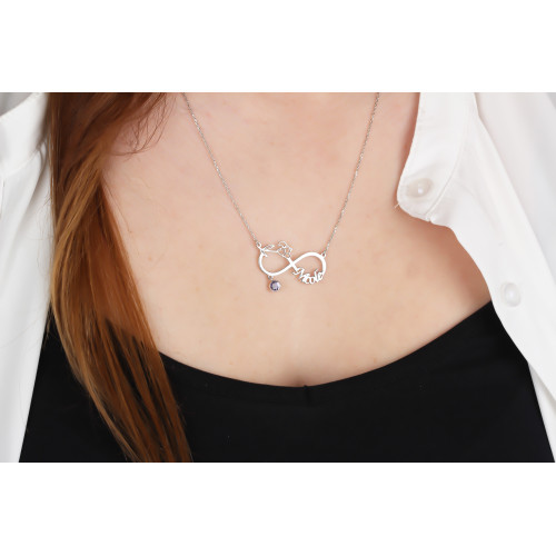 Glorria 925k Sterling Silver Personalized Name Infinity Birth Flower Birthstone Necklace Glorria 925k Sterling Silver Personalized Name Infinity Birth Flower Birthstone Necklace