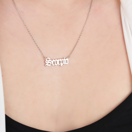 Glorria 925k Sterling Silver Personalized Zodiac Sign Necklace Glorria 925k Sterling Silver Personalized Zodiac Sign Necklace