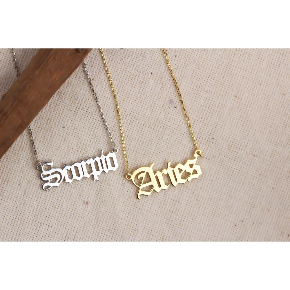 Glorria 925k Sterling Silver Personalized Zodiac Sign Necklace