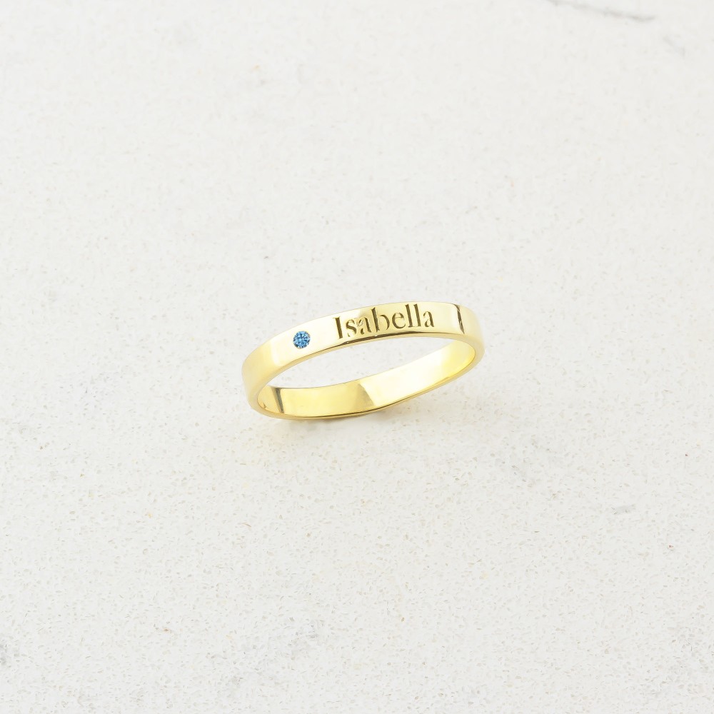 Glorria 925k Sterling Silver Personalized Name And with Birthstone Ring Glorria 925k Sterling Silver Personalized Name And with Birthstone Ring