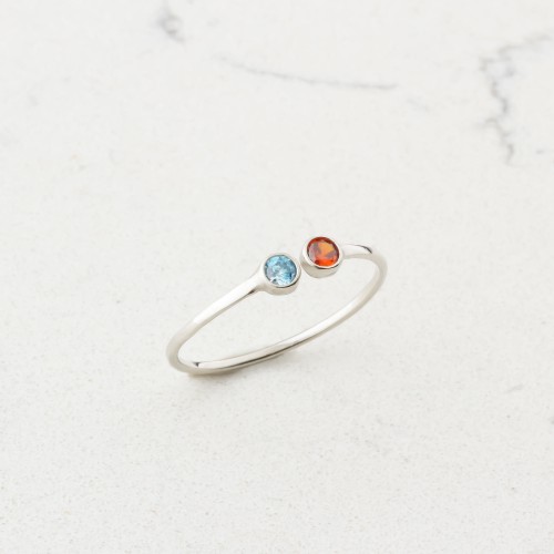 Glorria 925k Sterling Silver Personalized Birthstone Ring