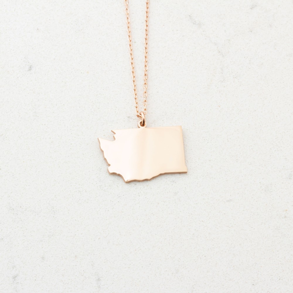 Glorria 925k Sterling Silver Personalized US State Map Silver Necklace Glorria 925k Sterling Silver Personalized US State Map Silver Necklace