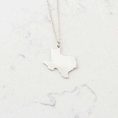Glorria 925k Sterling Silver Personalized US State Map Silver Necklace Glorria 925k Sterling Silver Personalized US State Map Silver Necklace