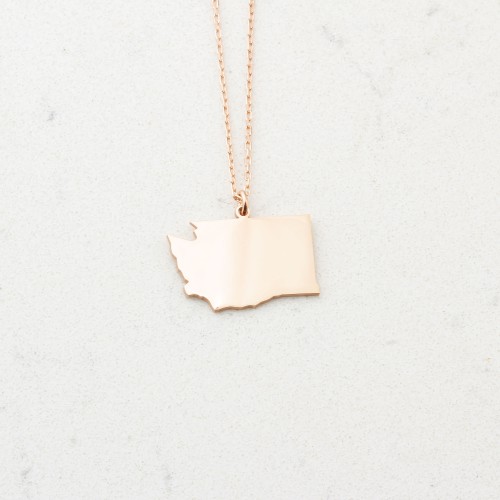 Glorria 925k Sterling Silver Personalized US State Map Silver Necklace Glorria 925k Sterling Silver Personalized US State Map Silver Necklace