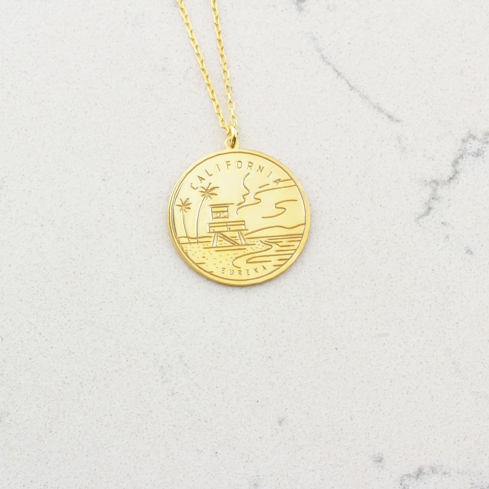 Glorria 925k Sterling Silver Personalized US State Logo Necklace Glorria 925k Sterling Silver Personalized US State Logo Necklace