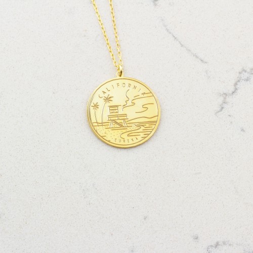 Glorria 925k Sterling Silver Personalized US State Logo Necklace Glorria 925k Sterling Silver Personalized US State Logo Necklace
