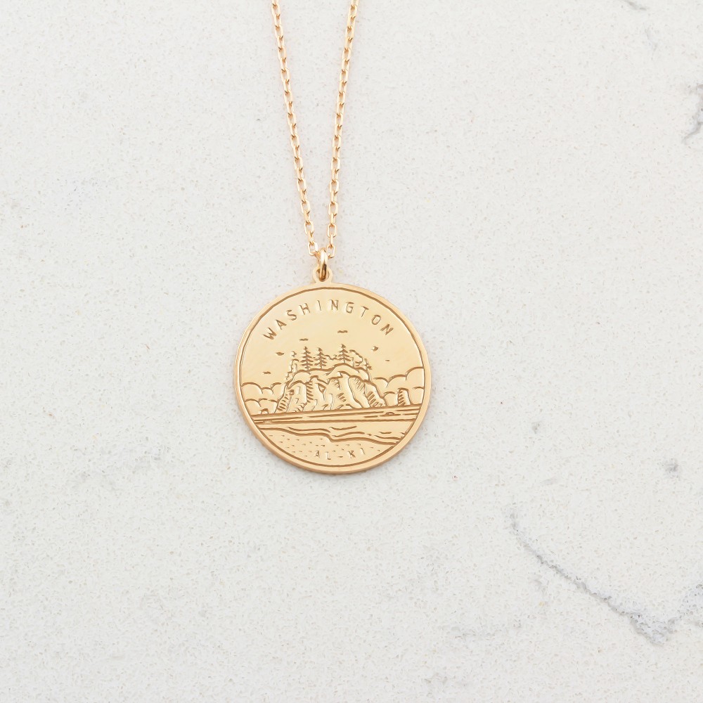 Glorria 925k Sterling Silver Personalized US State Logo Necklace Glorria 925k Sterling Silver Personalized US State Logo Necklace