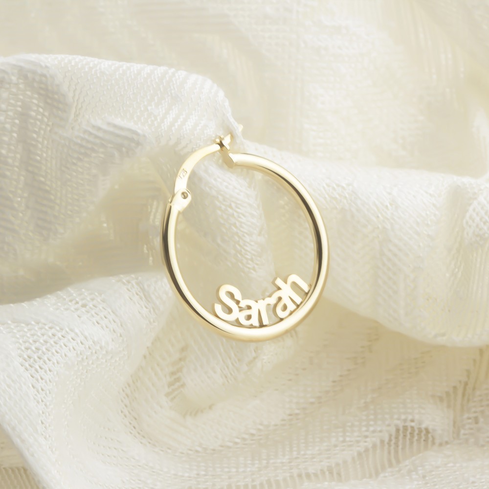 Glorria 925k Sterling Silver Personalized Name Hoop Earrings Glorria 925k Sterling Silver Personalized Name Hoop Earrings