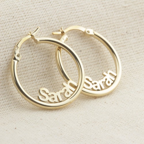 Glorria 925k Sterling Silver Personalized  Name Hoop Earrings
